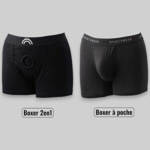 Pack Plaisir — 3 boxers + Packer 3en1 - L, Noir