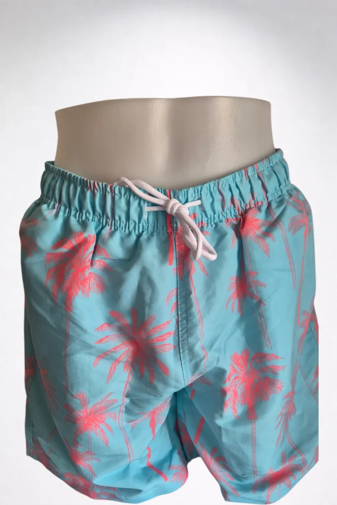 Short-de-bain-palmier-rose-et-bleu